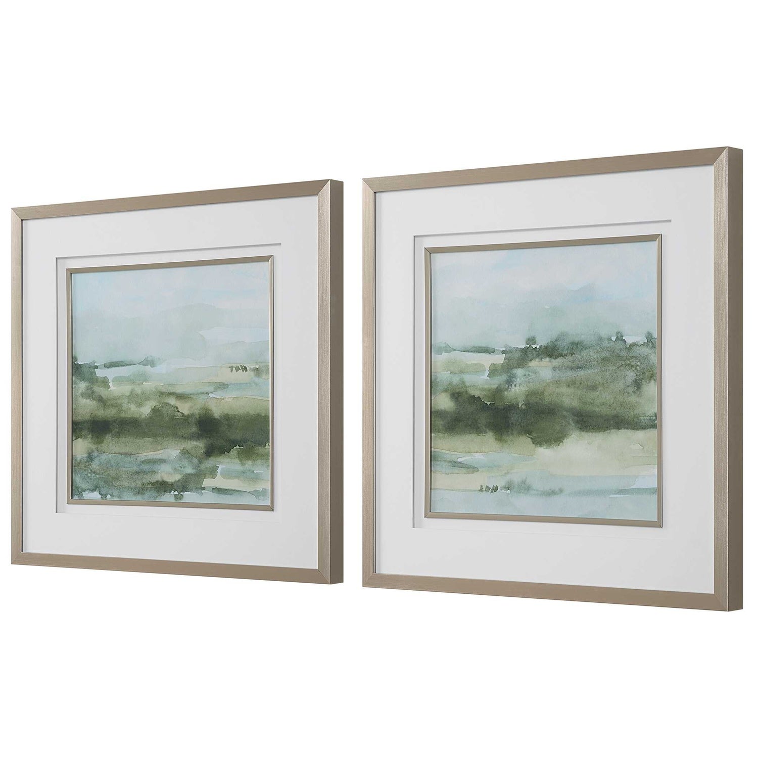 UTTERMOST Soft Sage Abstract Landscape Prints Set Of 2 - Art
