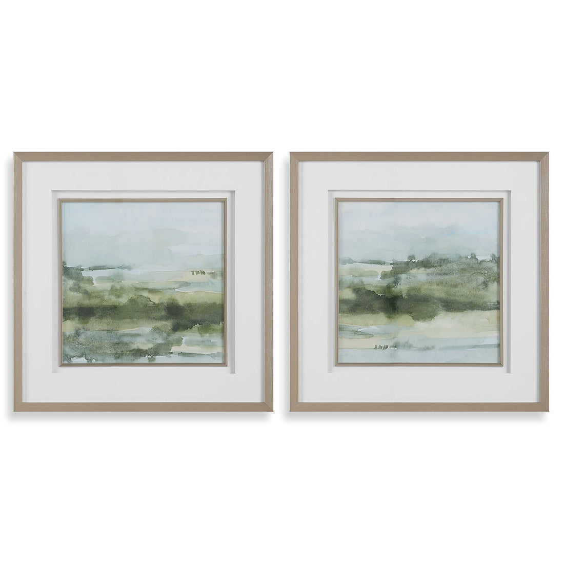 UTTERMOST Soft Sage Abstract Landscape Prints Set Of 2 - Art