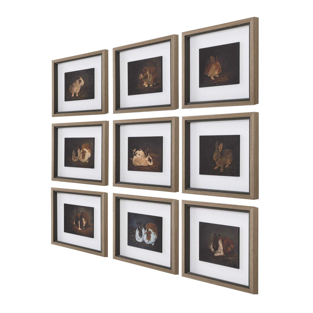 UTTERMOST Resting Bunny Framed Prints Set Of 9 - Art