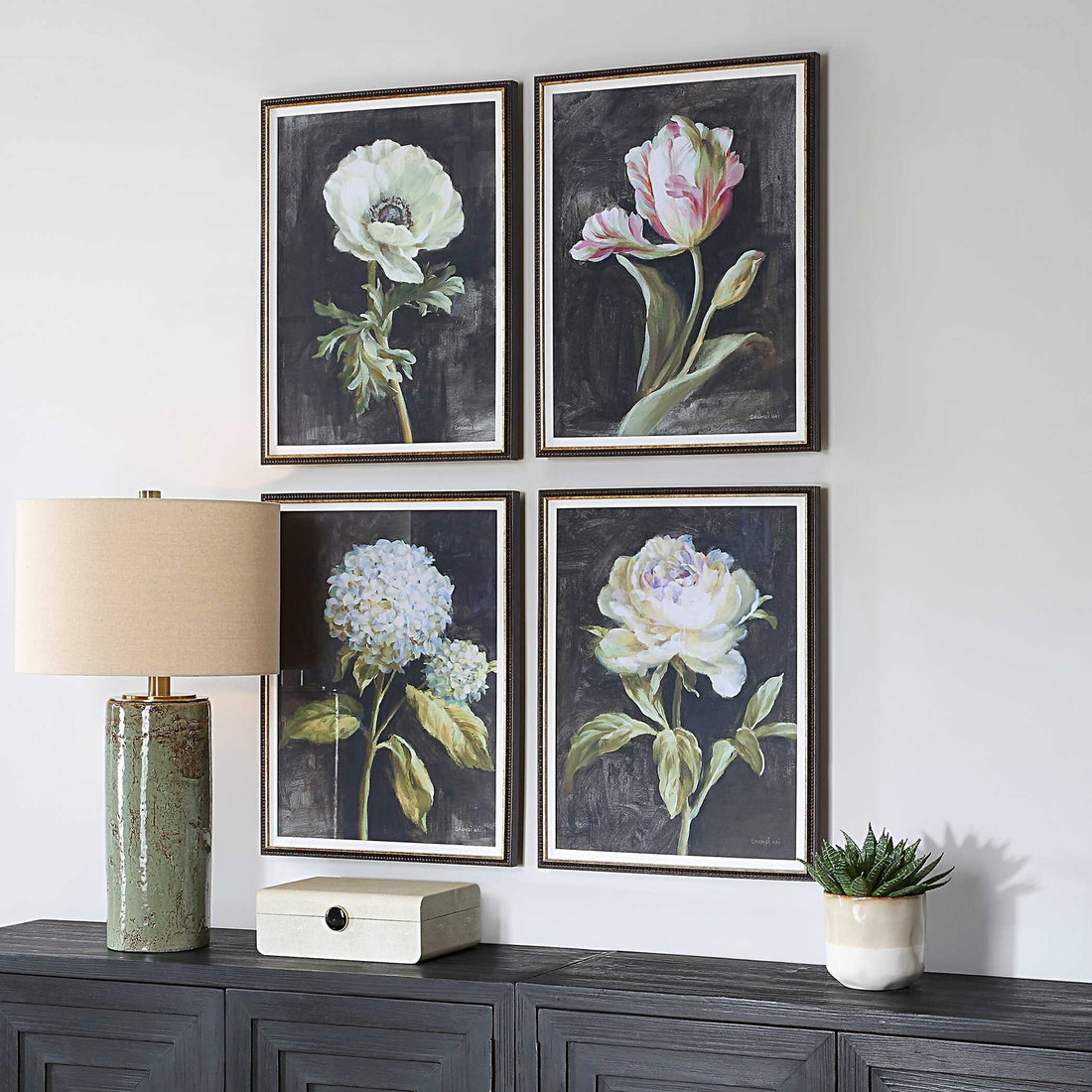 UTTERMOST Florals On Framed Prints Set Of 4 - Art