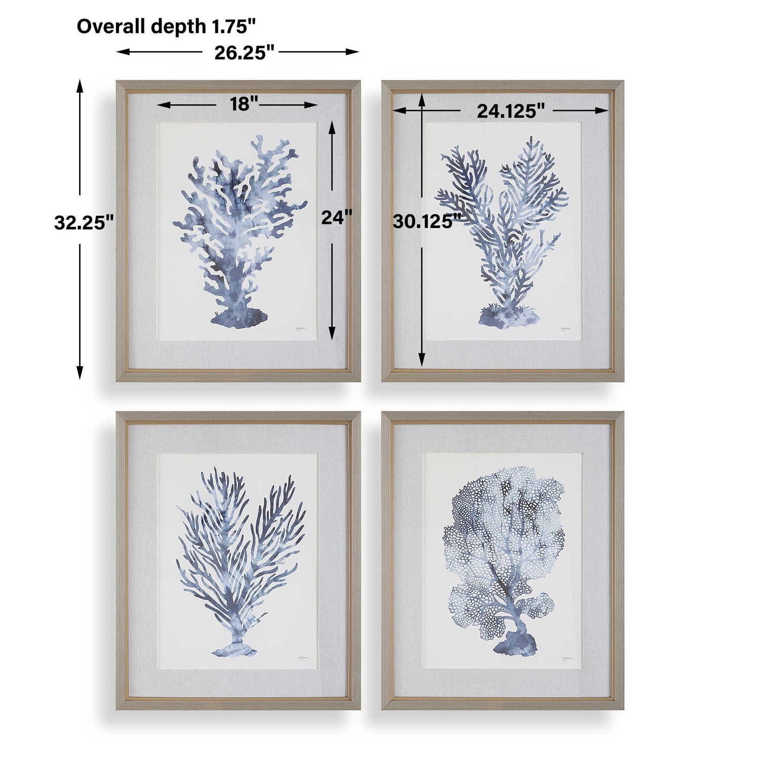 UTTERMOST Shibori Framed Prints Set Of 4 - Art