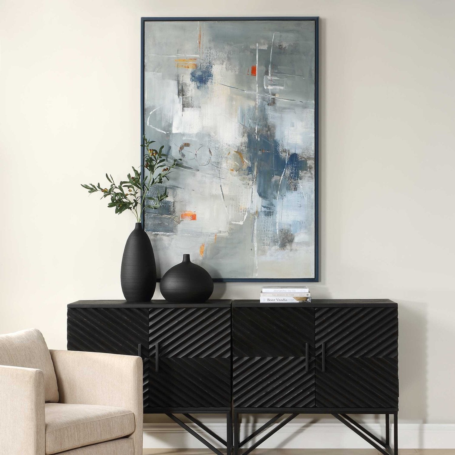 UTTERMOST BLUEPRINT HAND PAINTED MODERN ART - Art