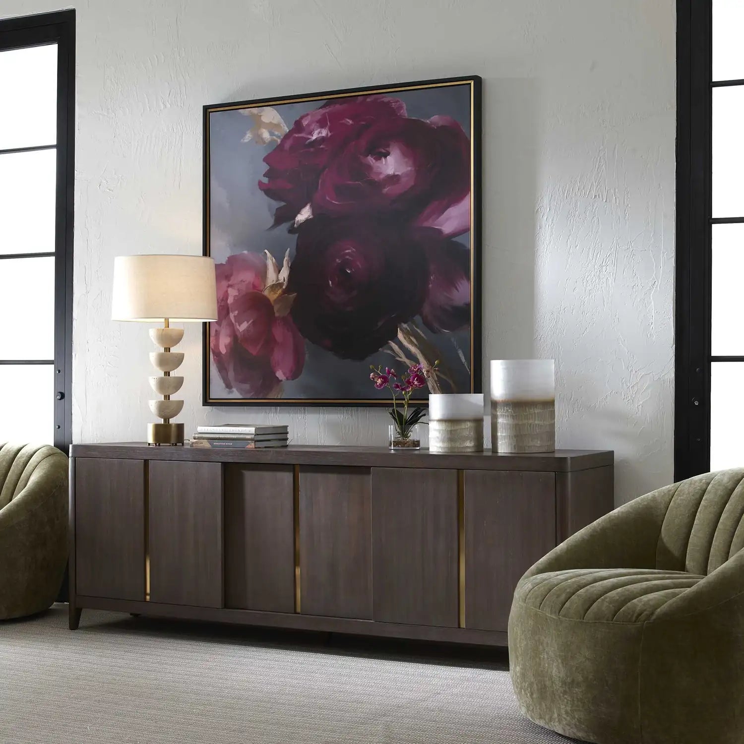 UTTERMOST Plum Ranculus Framed Floral Art - Art