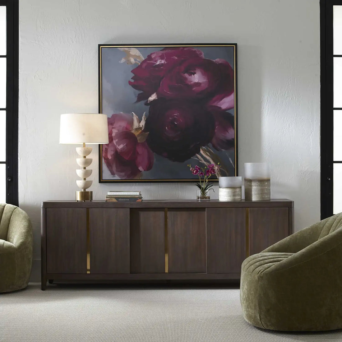 UTTERMOST Plum Ranculus Framed Floral Art - Art