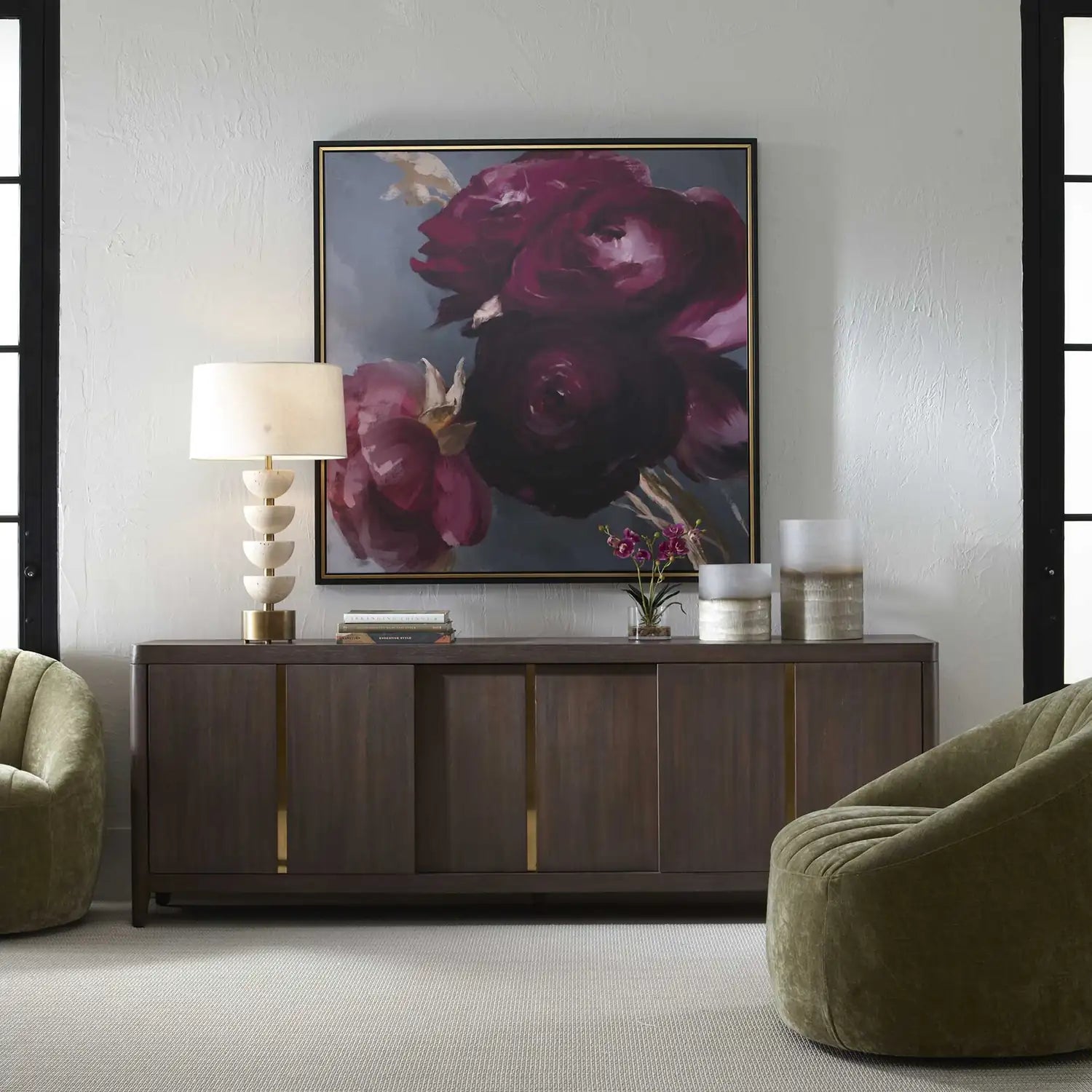 UTTERMOST Plum Ranculus Framed Floral Art - Art