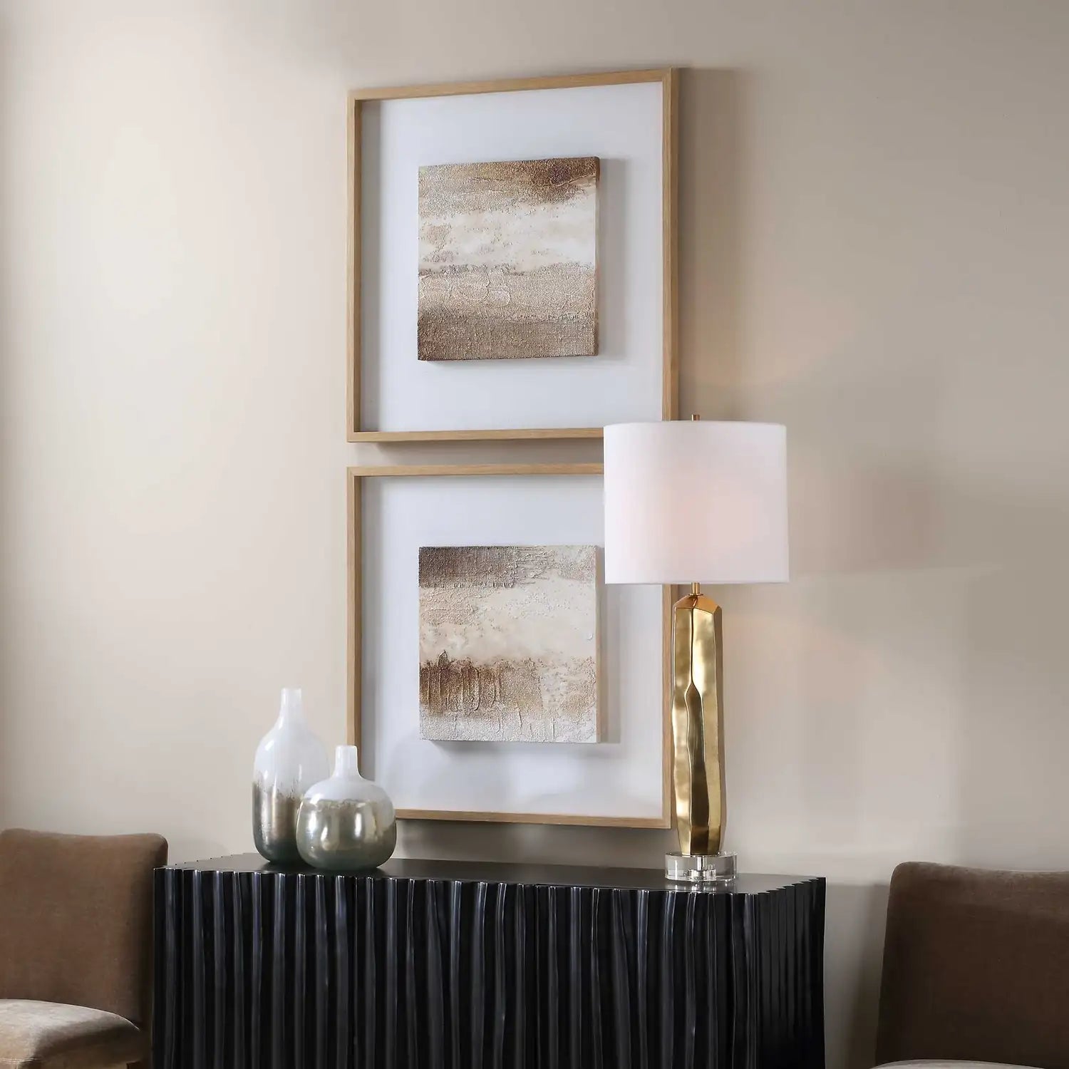 UTTERMOST Between Lines Abstract Painting S/2 - Art