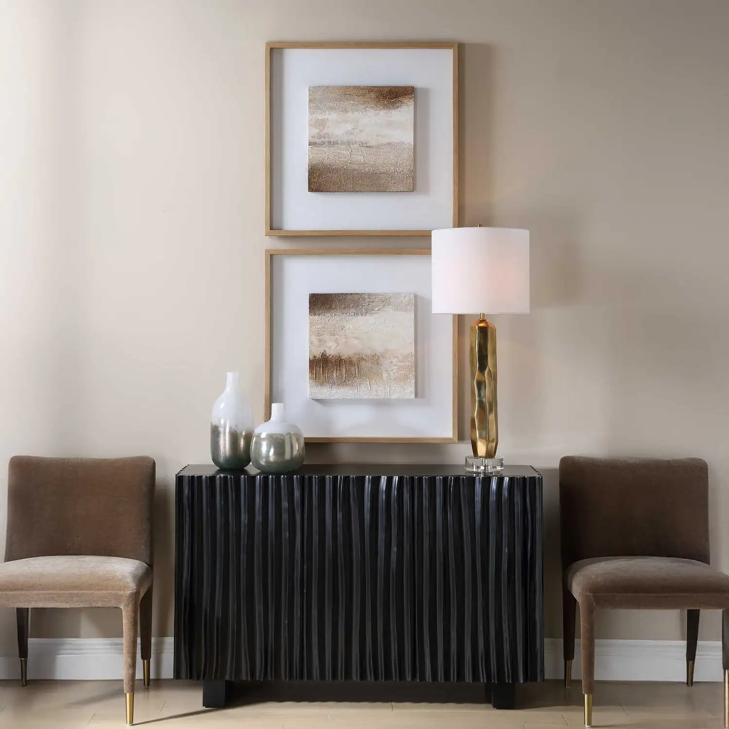 UTTERMOST Between Lines Abstract Painting S/2 - Art