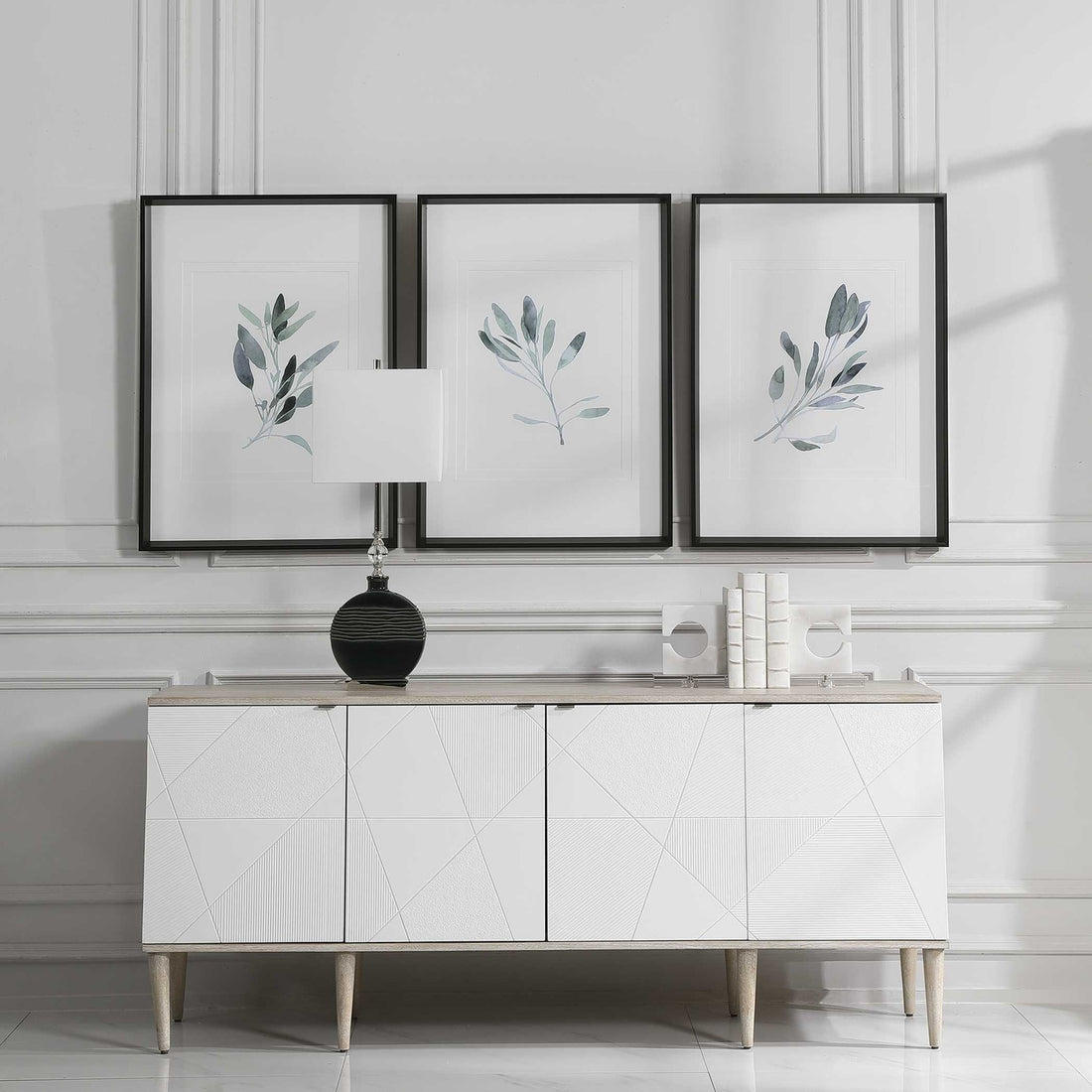 UTTERMOST Simple Sage Watercolor Prints Set Of 3 - Art