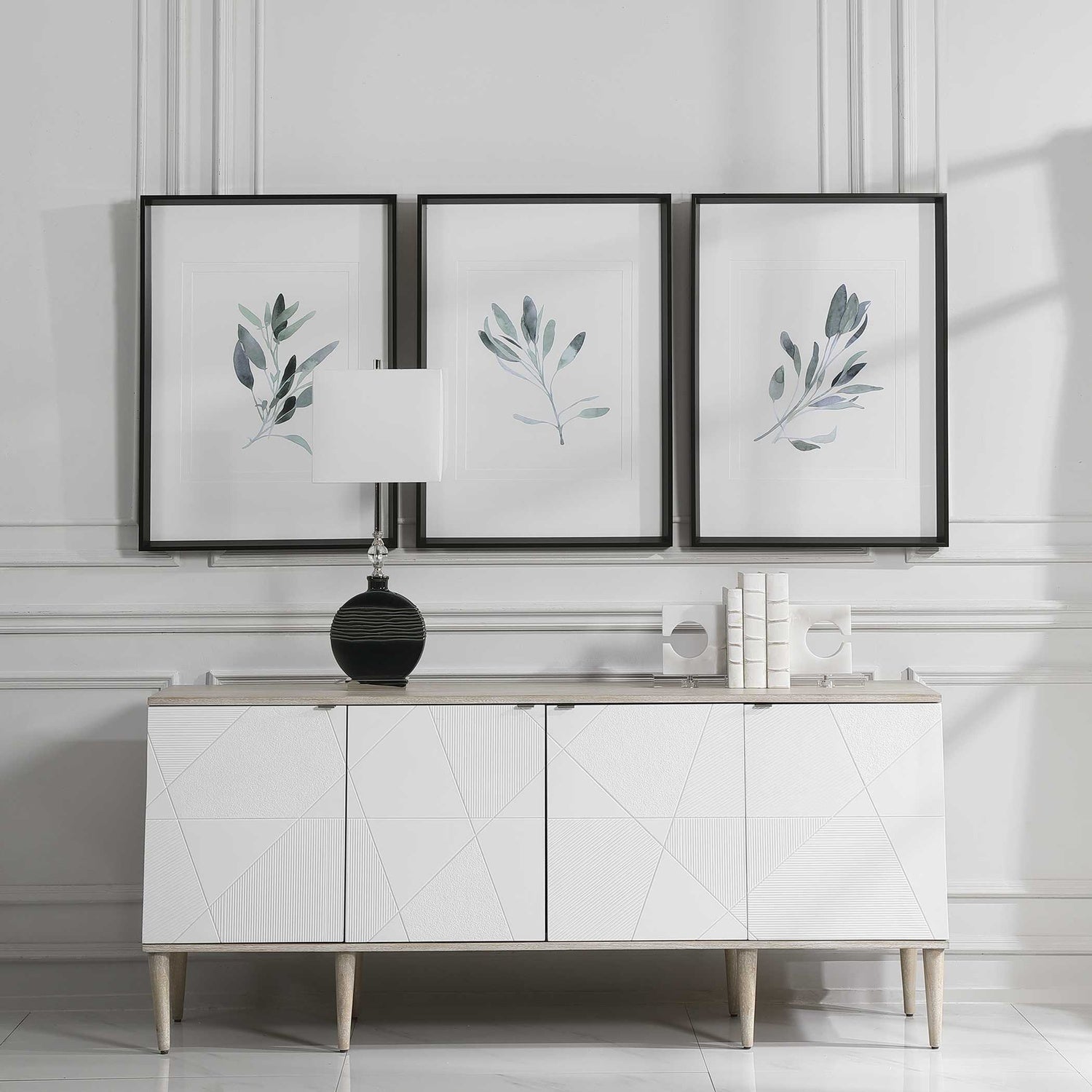 UTTERMOST Simple Sage Watercolor Prints Set Of 3 - Art
