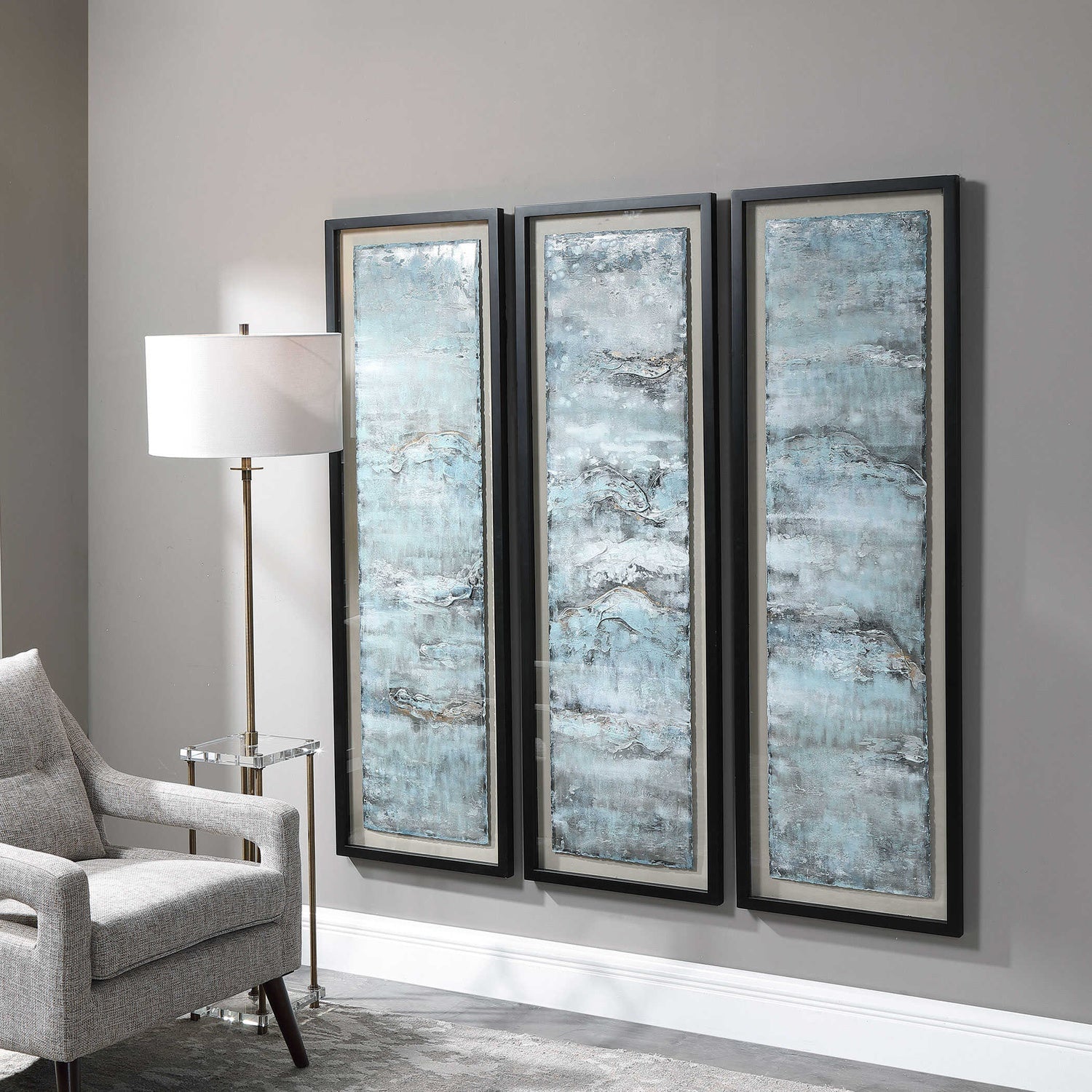 UTTERMOST OCEAN SWELL PAINTED METAL ART 3 CARTONS - Art