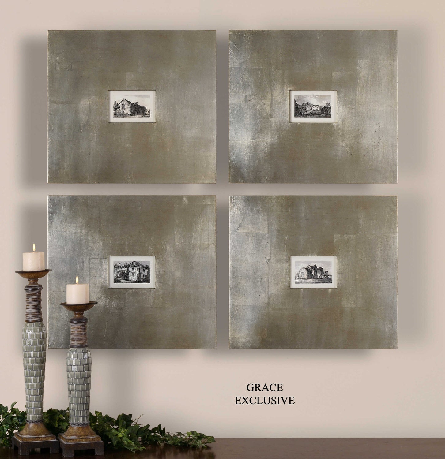 UTTERMOST Historical Buildings Framed Art Set Of 4 - Art