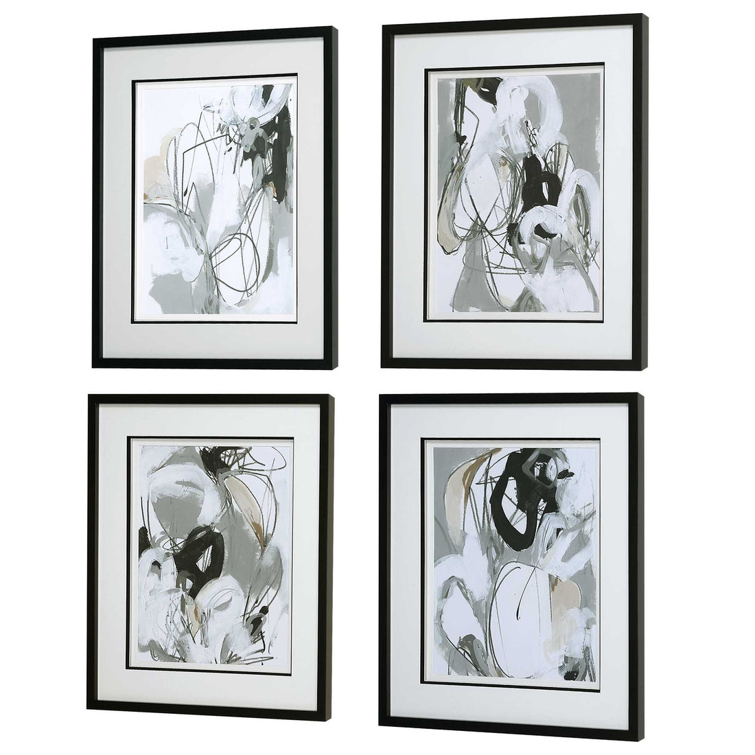 UTTERMOST Tangled Threads Abstract Framed Prints Set Of 4 - Art