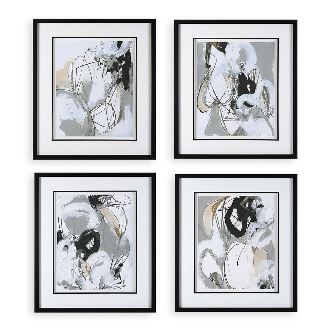 UTTERMOST Tangled Threads Abstract Framed Prints Set Of 4 - Art