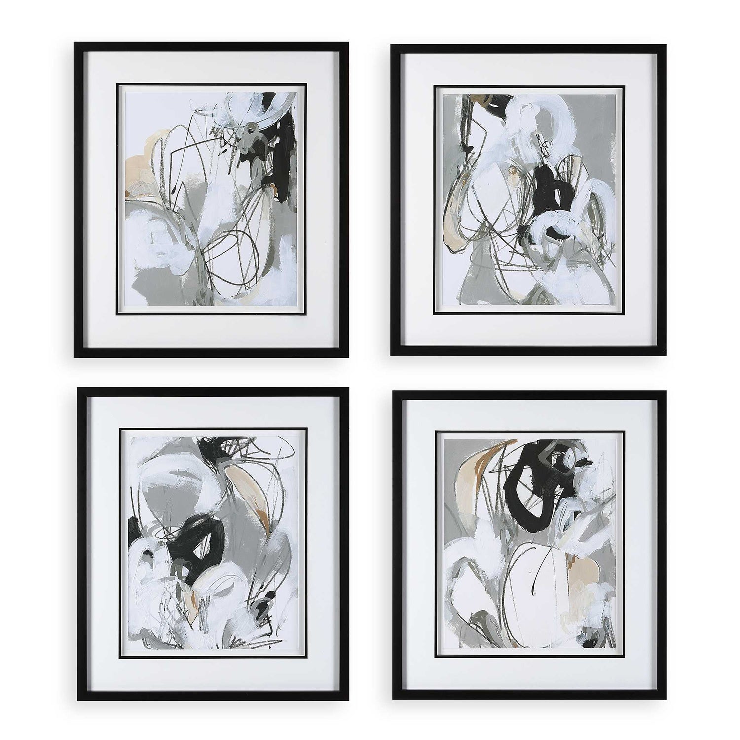 UTTERMOST Tangled Threads Abstract Framed Prints Set Of 4 - Art