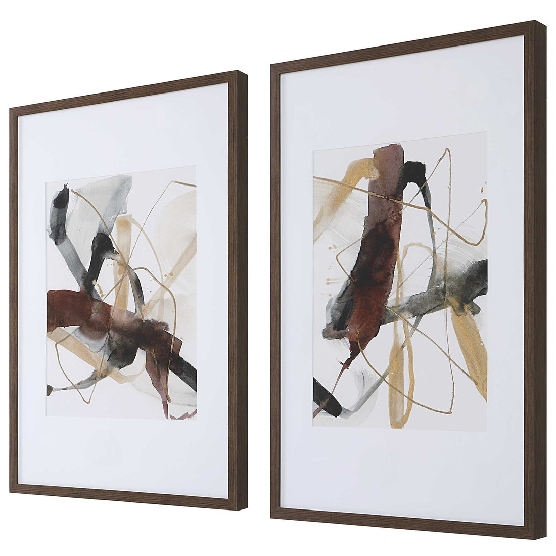 UTTERMOST Burgundy Interjection Abstract Prints Set Of 2 - Art