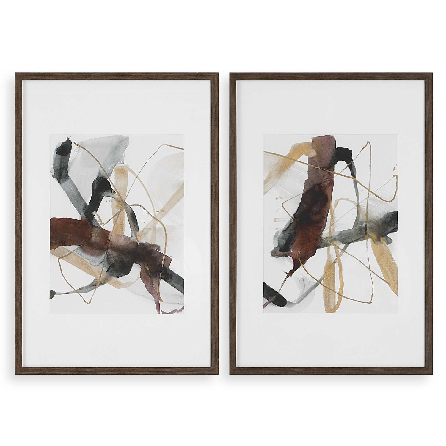 UTTERMOST Burgundy Interjection Abstract Prints Set Of 2 - Art