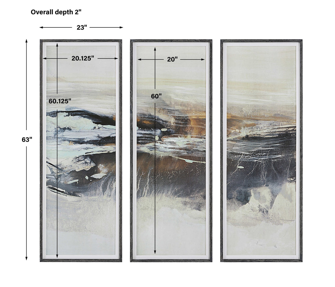UTTERMOST Graphite Horizon Framed Prints Set Of 3 - Art