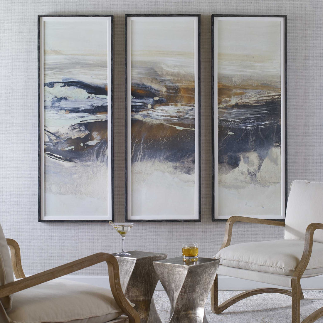 UTTERMOST Graphite Horizon Framed Prints Set Of 3 - Art