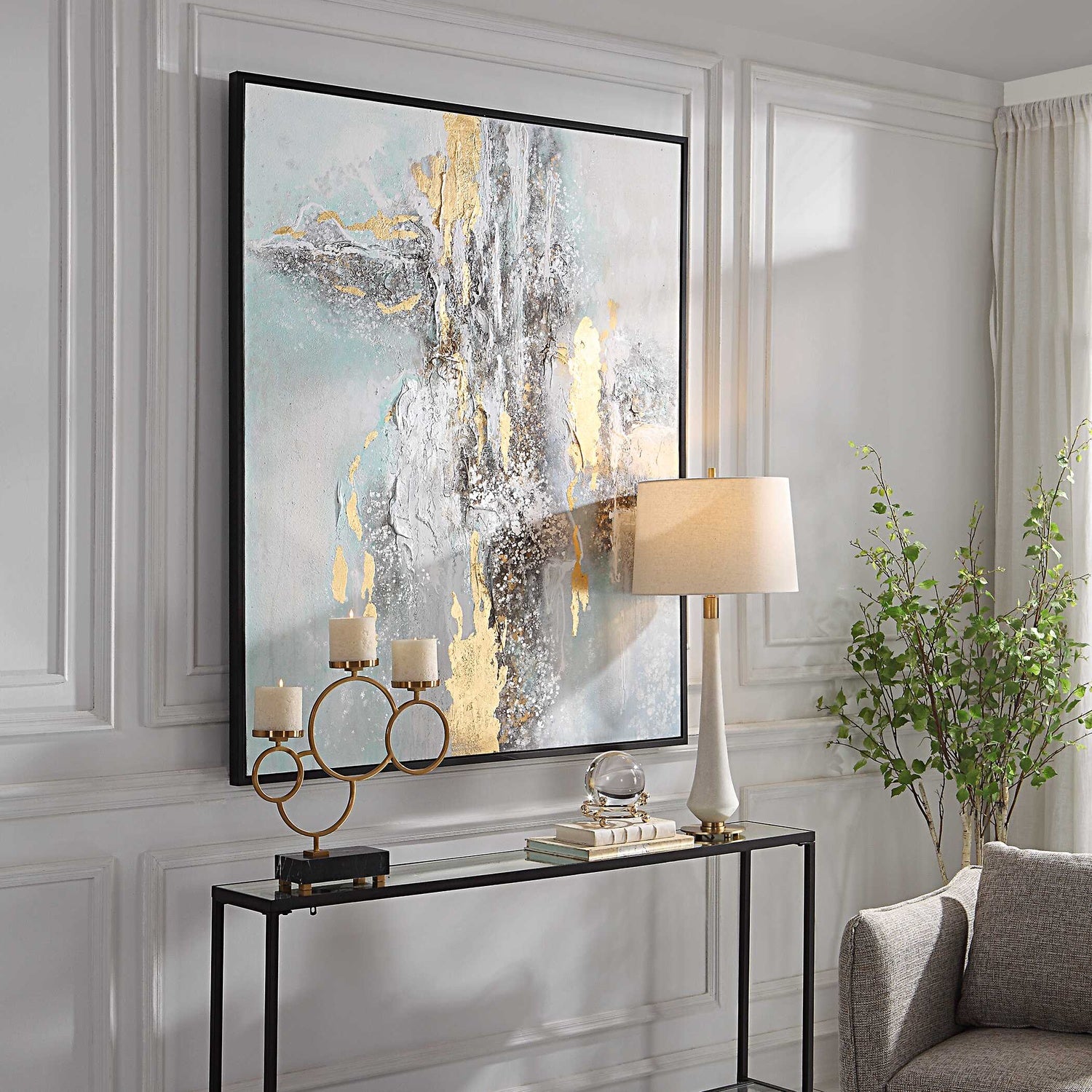 UTTERMOST MOUNTAIN MIST HAND PAINTED CANVAS - Art