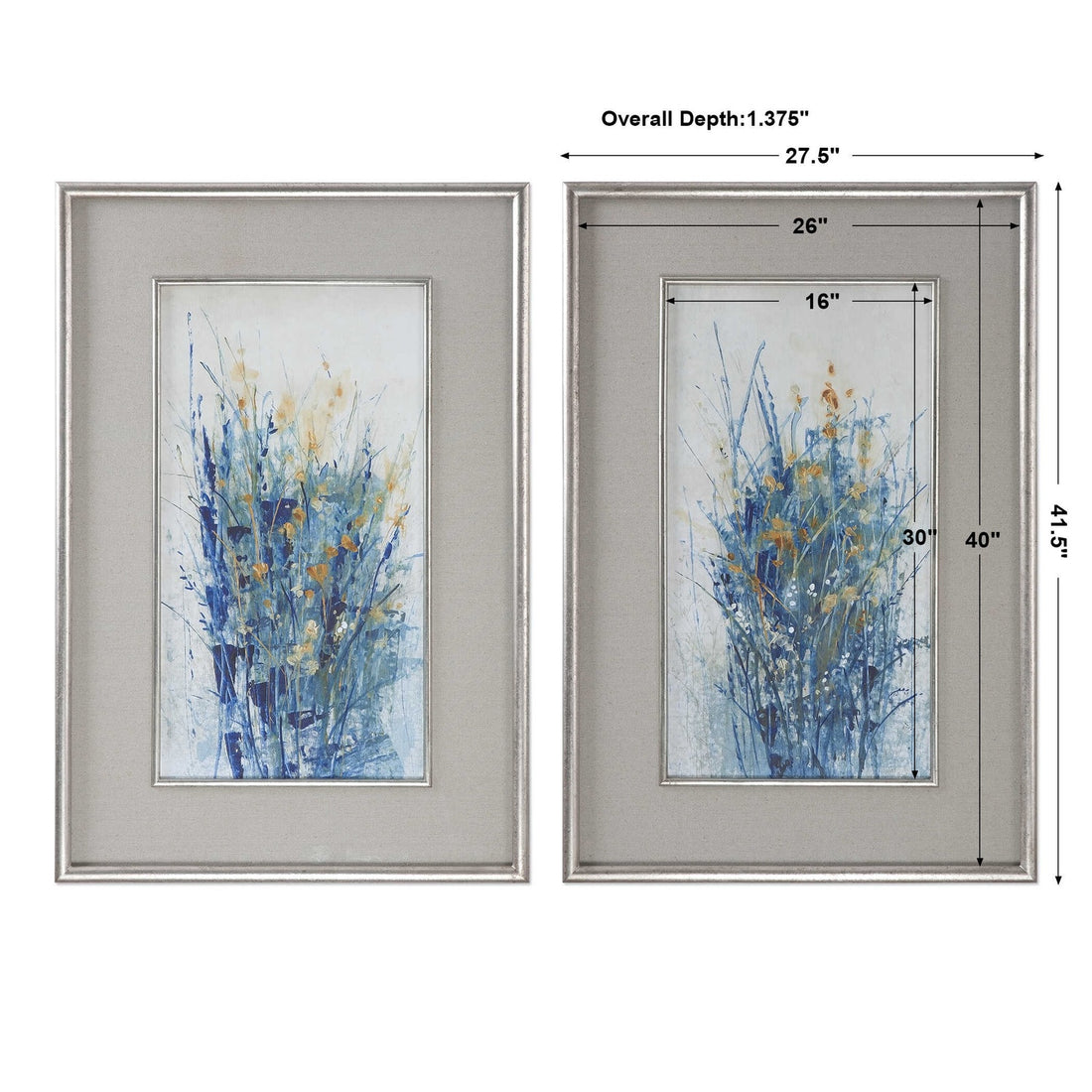 UTTERMOST Indigo Florals Framed Art Set Of 2 - Art
