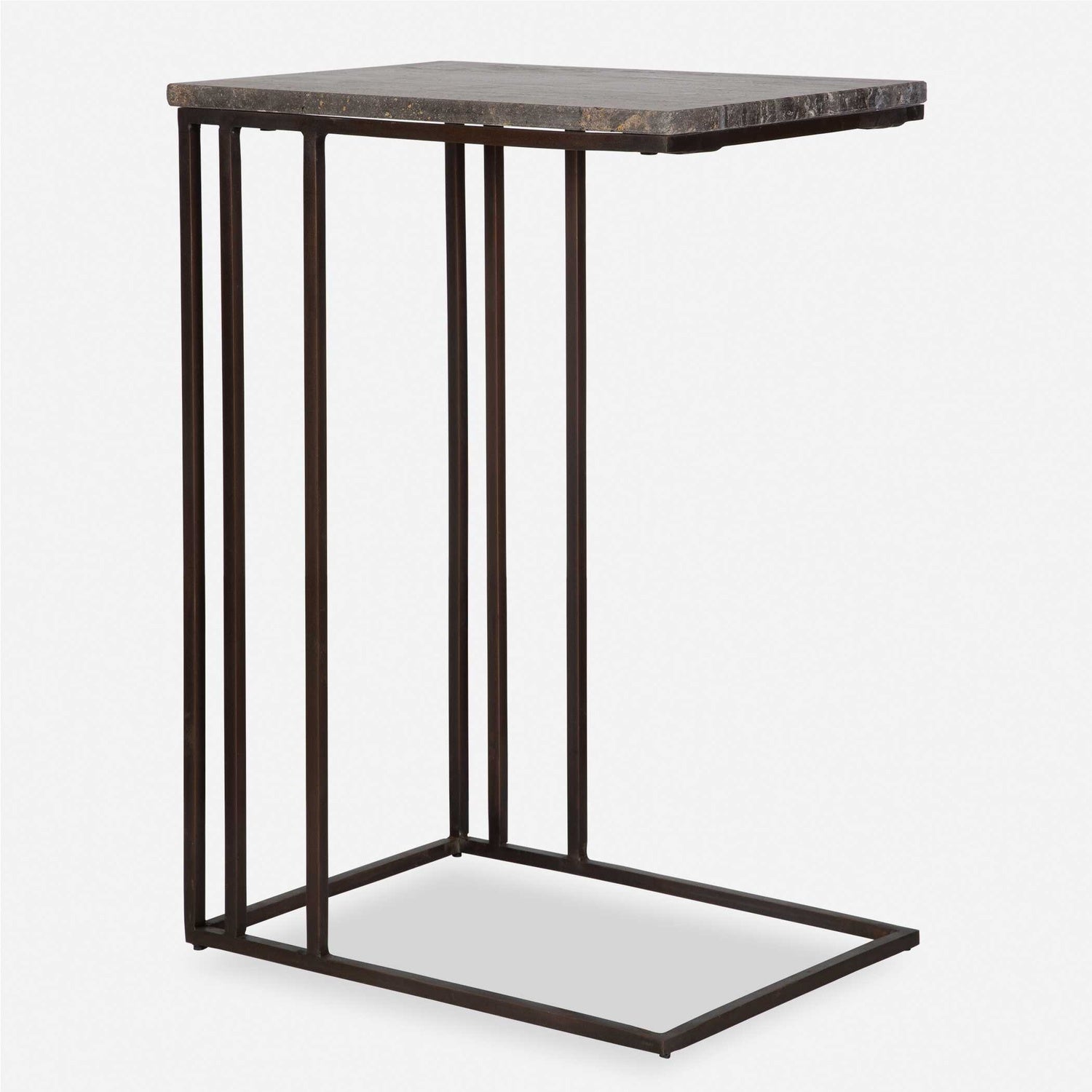 UTTERMOST THEODORE TRAVERTINE ACCENT TABLE - Side