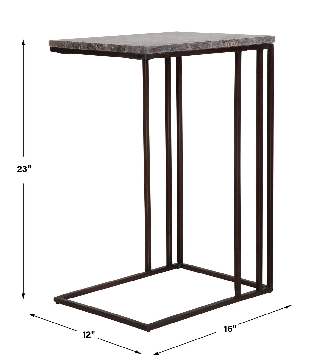 UTTERMOST THEODORE TRAVERTINE ACCENT TABLE - Side