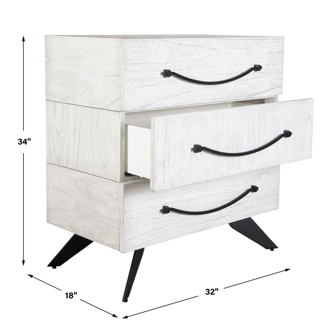 UTTERMOST Vivi 3 Drawer Chest - Benches, Ottoman, Stools