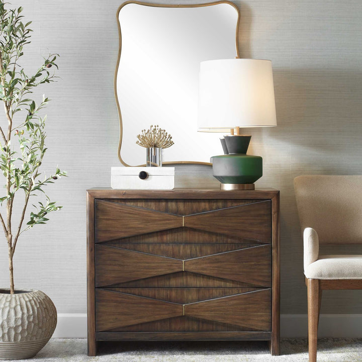 UTTERMOST BOWTIE 3 DRAWER MID-CENTURY CHEST - Benches, Ottoman, Stools