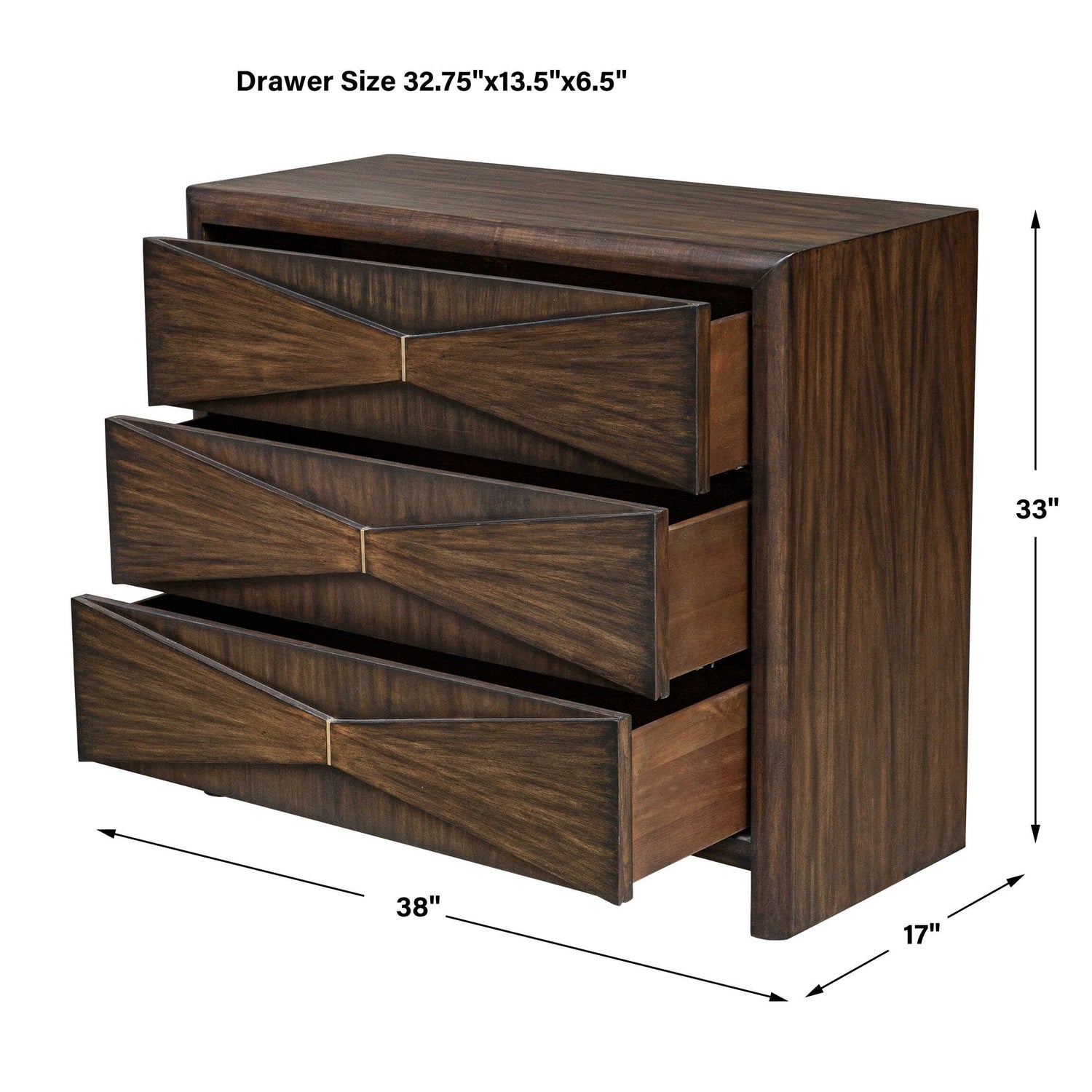 UTTERMOST BOWTIE 3 DRAWER MID-CENTURY CHEST - Benches, Ottoman, Stools