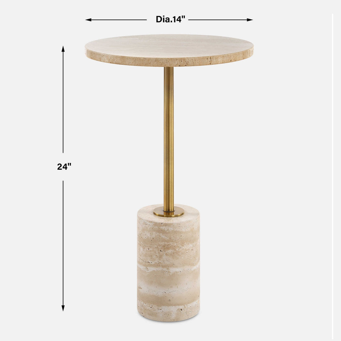 UTTERMOST MALYA TRAVERTINE ACCENT TABLE - Side