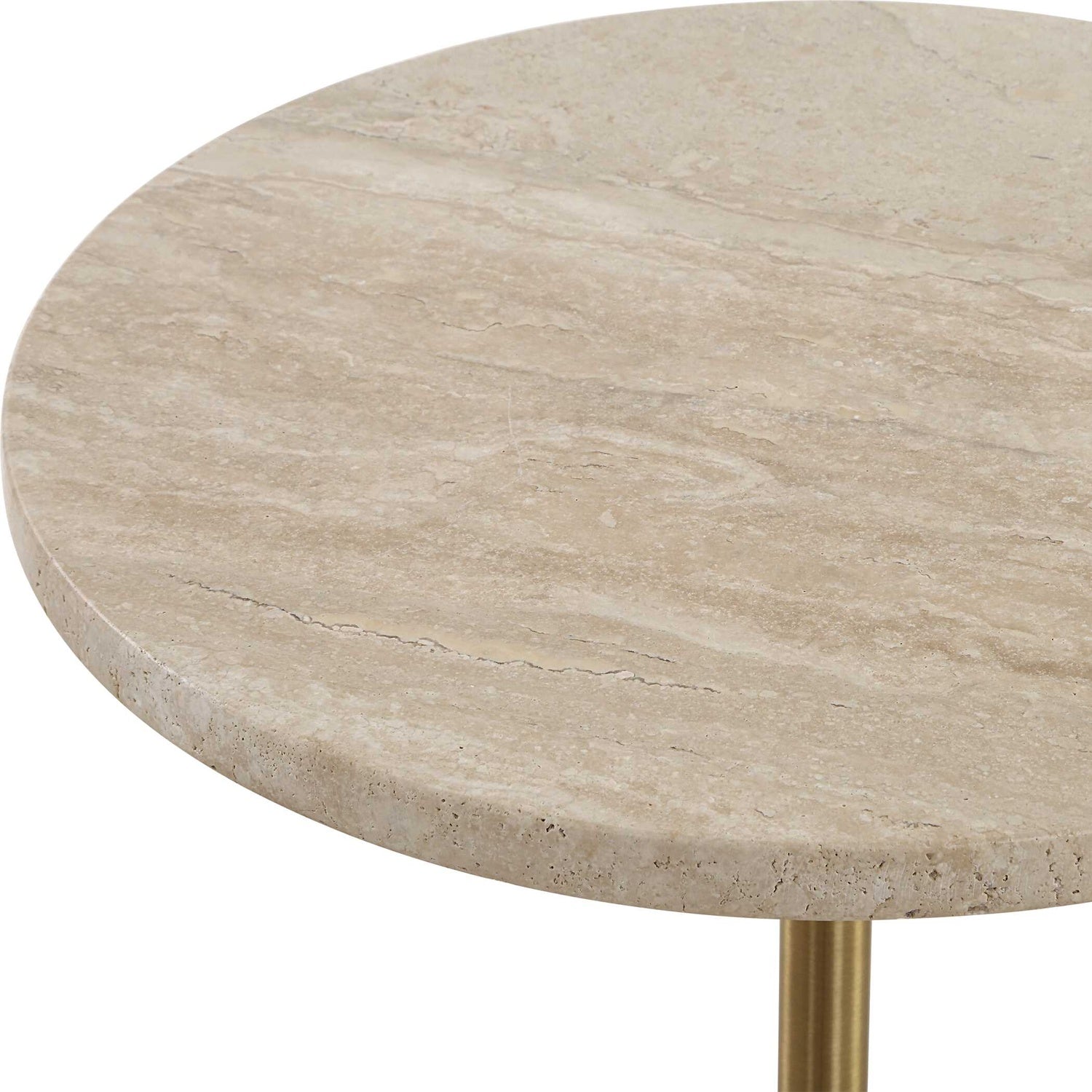 UTTERMOST MALYA TRAVERTINE ACCENT TABLE - Side