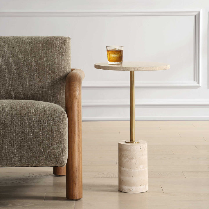 UTTERMOST Malya Travertine Accent Table - Side