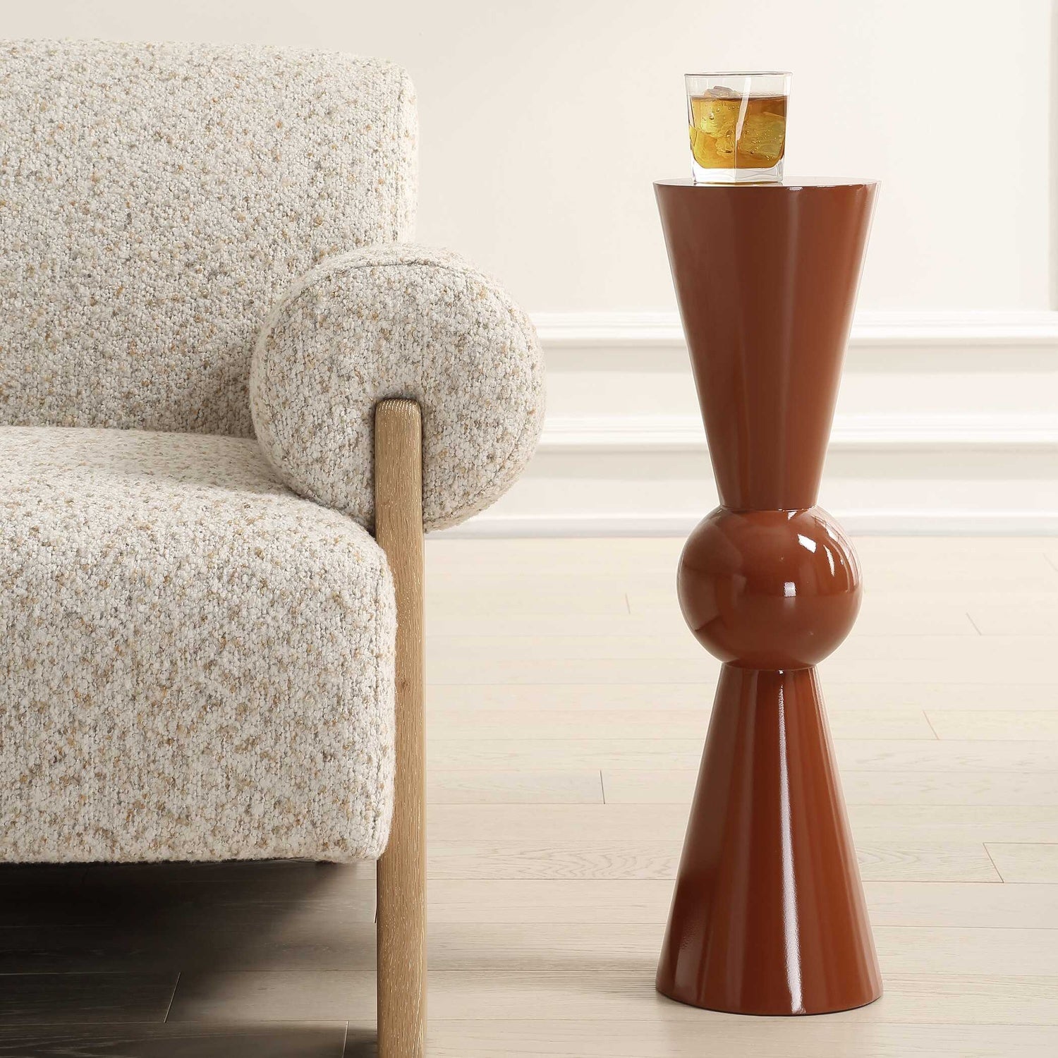 UTTERMOST HEPLER GLOSS TERRACOTTA DRINK TABLE - Side