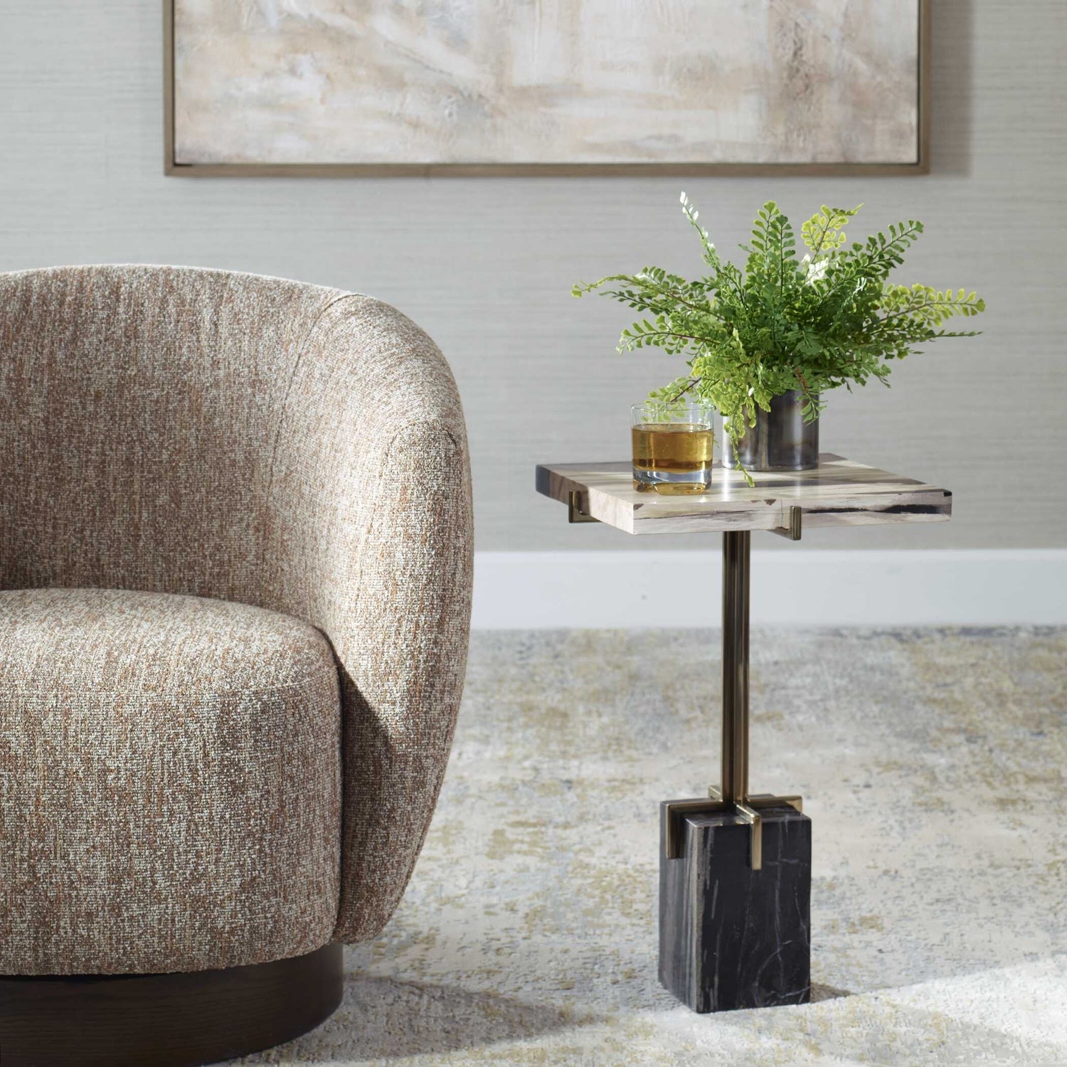 UTTERMOST ROWMAN PETRIFIED ACCENT TABLE - Side