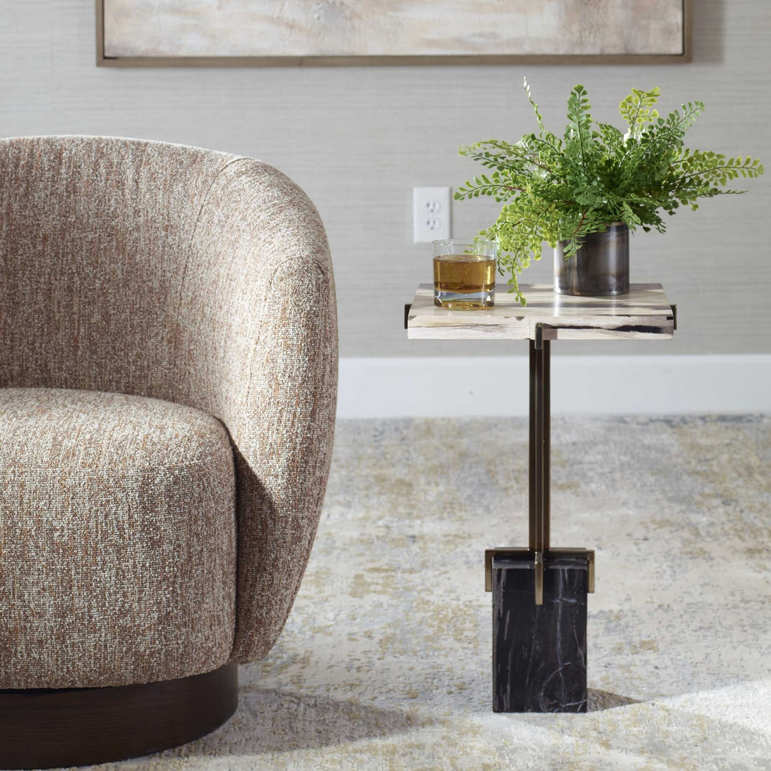 UTTERMOST Rowman Petrified Accent Table - Side