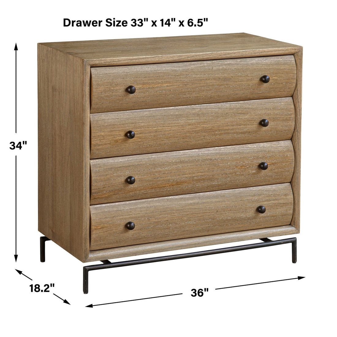 UTTERMOST MILLARD CURVED 4 DRAWER CHEST - Benches, Ottoman, Stools