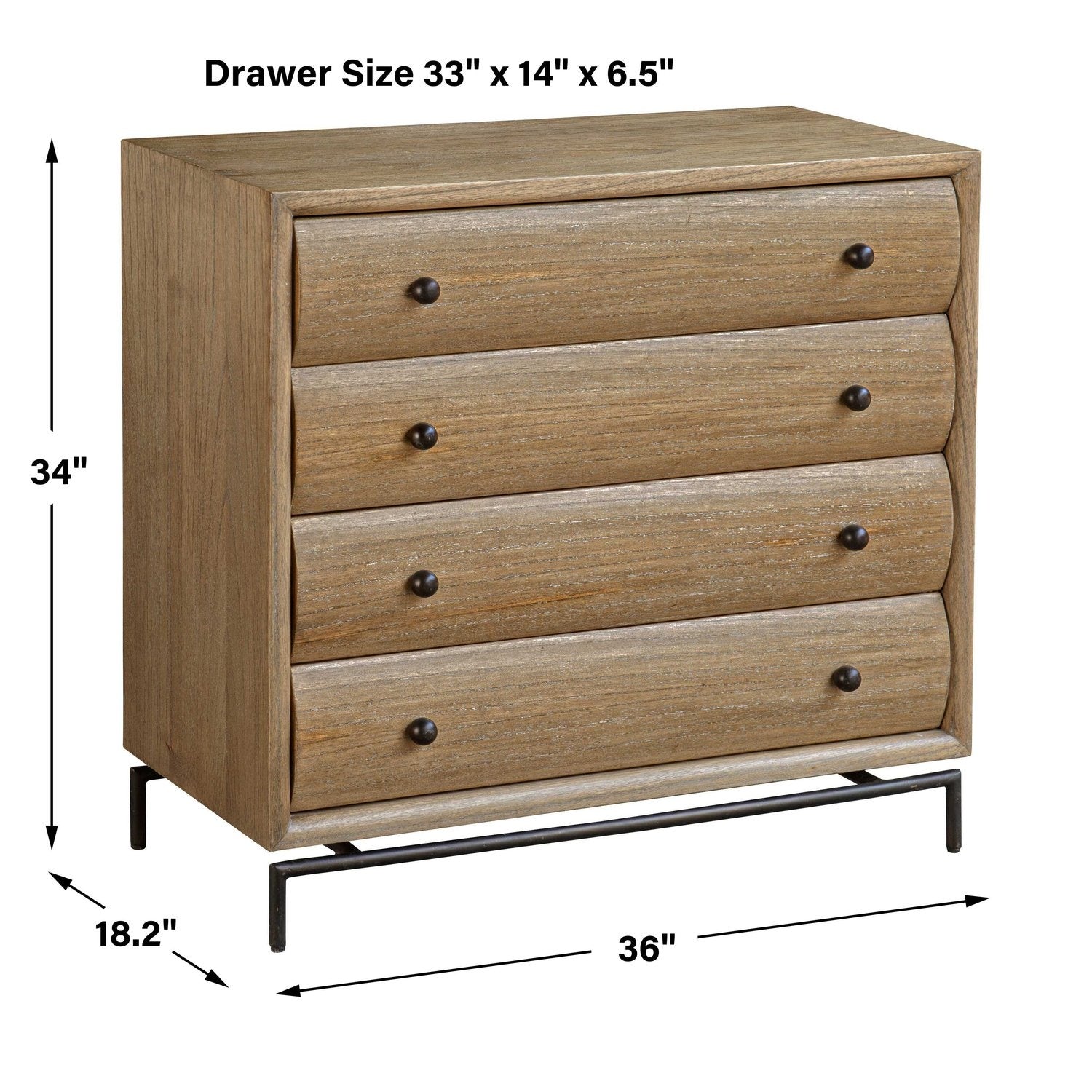 UTTERMOST MILLARD CURVED 4 DRAWER CHEST - Benches, Ottoman, Stools