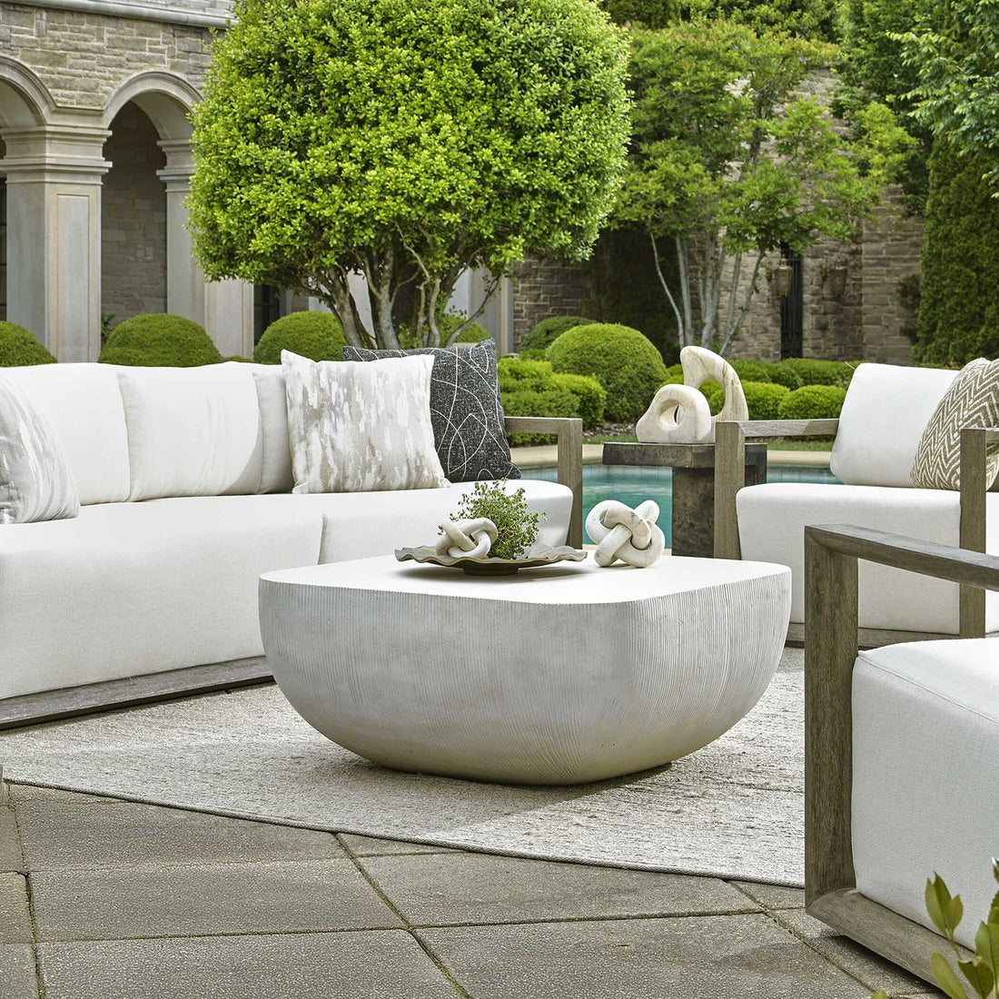 UTTERMOST Alma Concrete Outdoor Coffee Table - Outdoor Tables