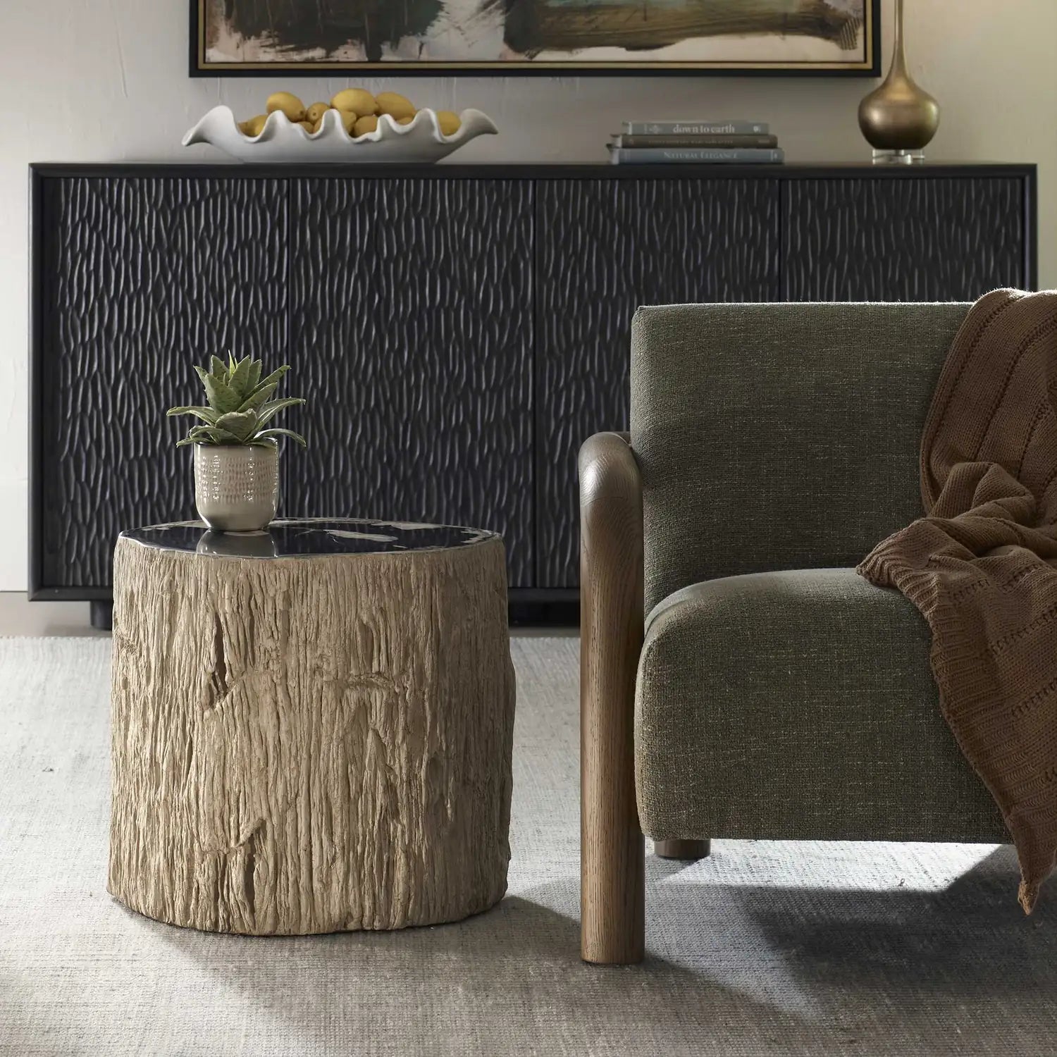 UTTERMOST ARCO PETRIFIED TOP ACCENT TABLE - Decorative Accents