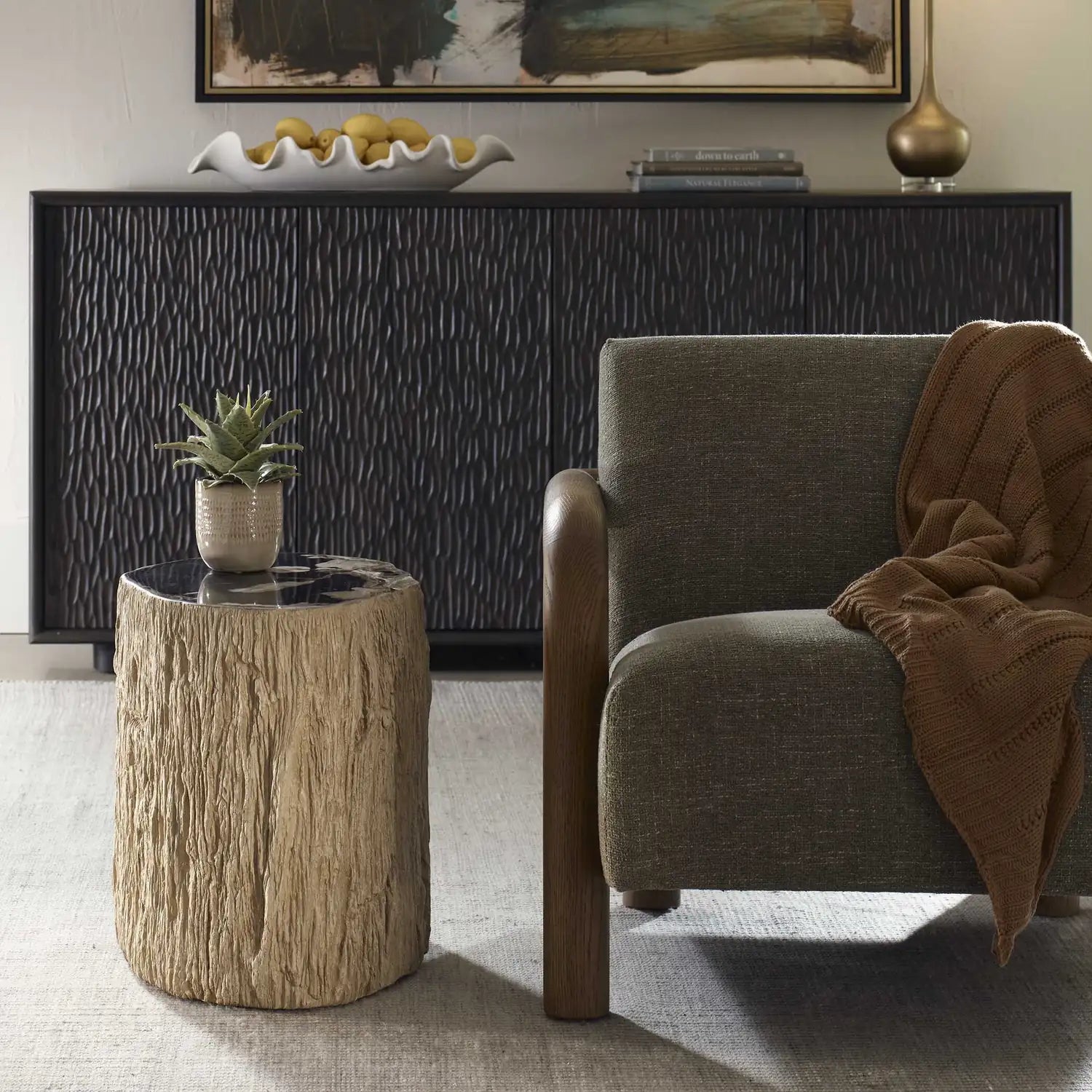 UTTERMOST ARCO PETRIFIED TOP ACCENT TABLE - Decorative Accents