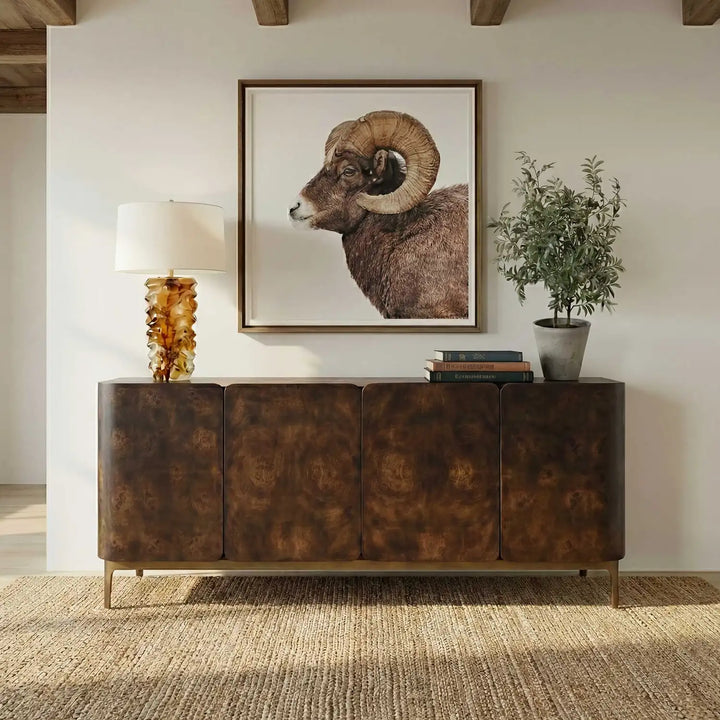 UTTERMOST Melbourne Mappa Burl 4 Door Cabinet - Decorative Accents