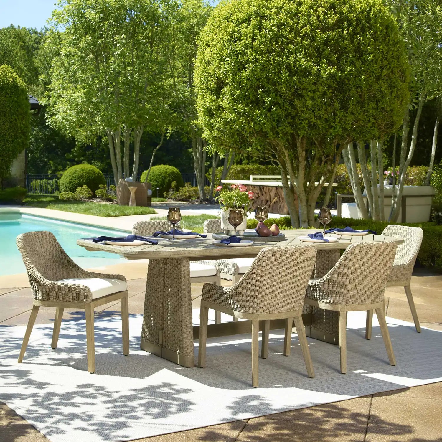 UTTERMOST Harbor Herringbone Indoor-Outdoor Dining Table - Decorative Accents