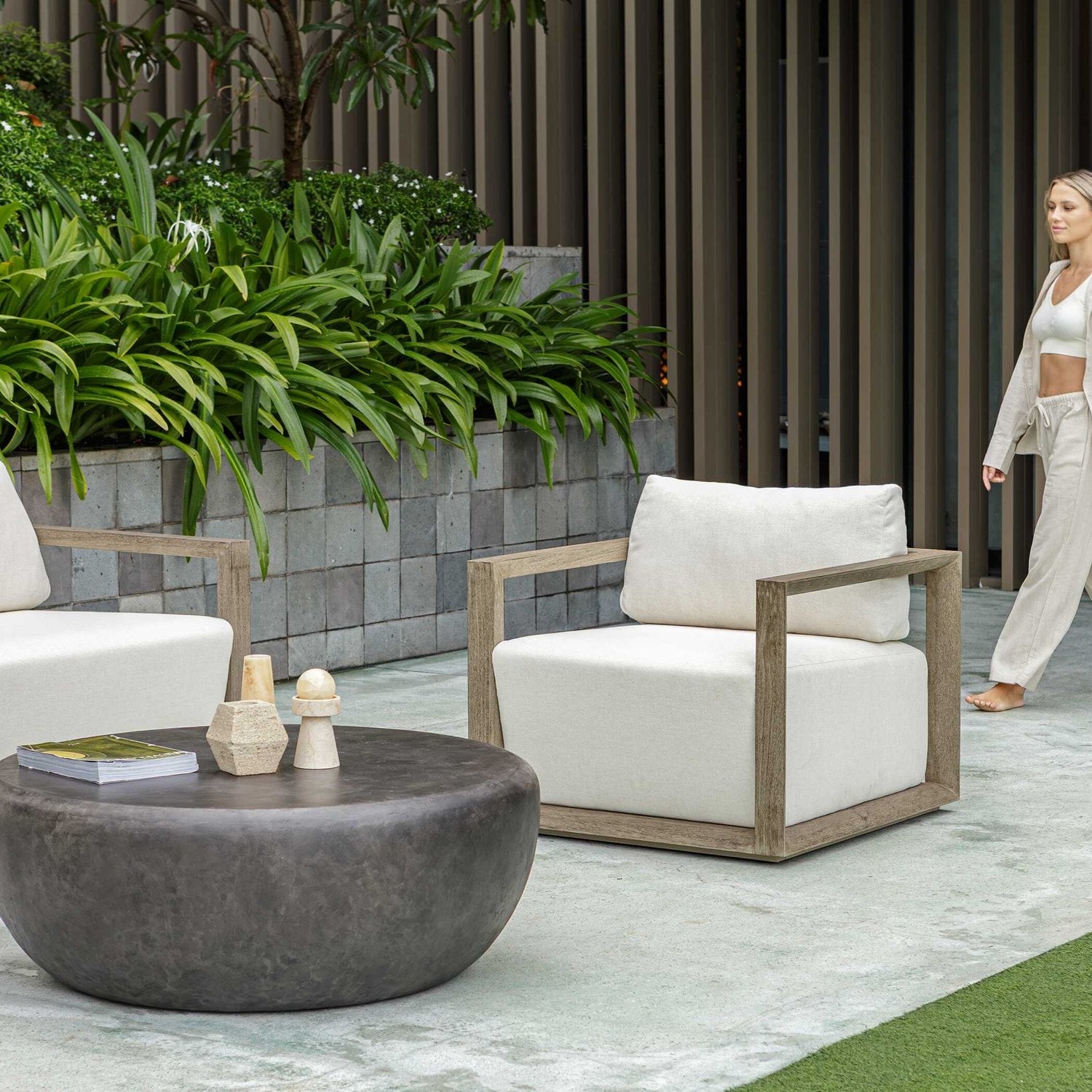 UTTERMOST REMSEN OUTDOOR LOUNGE CHAIR - Benches, Ottoman, Stools
