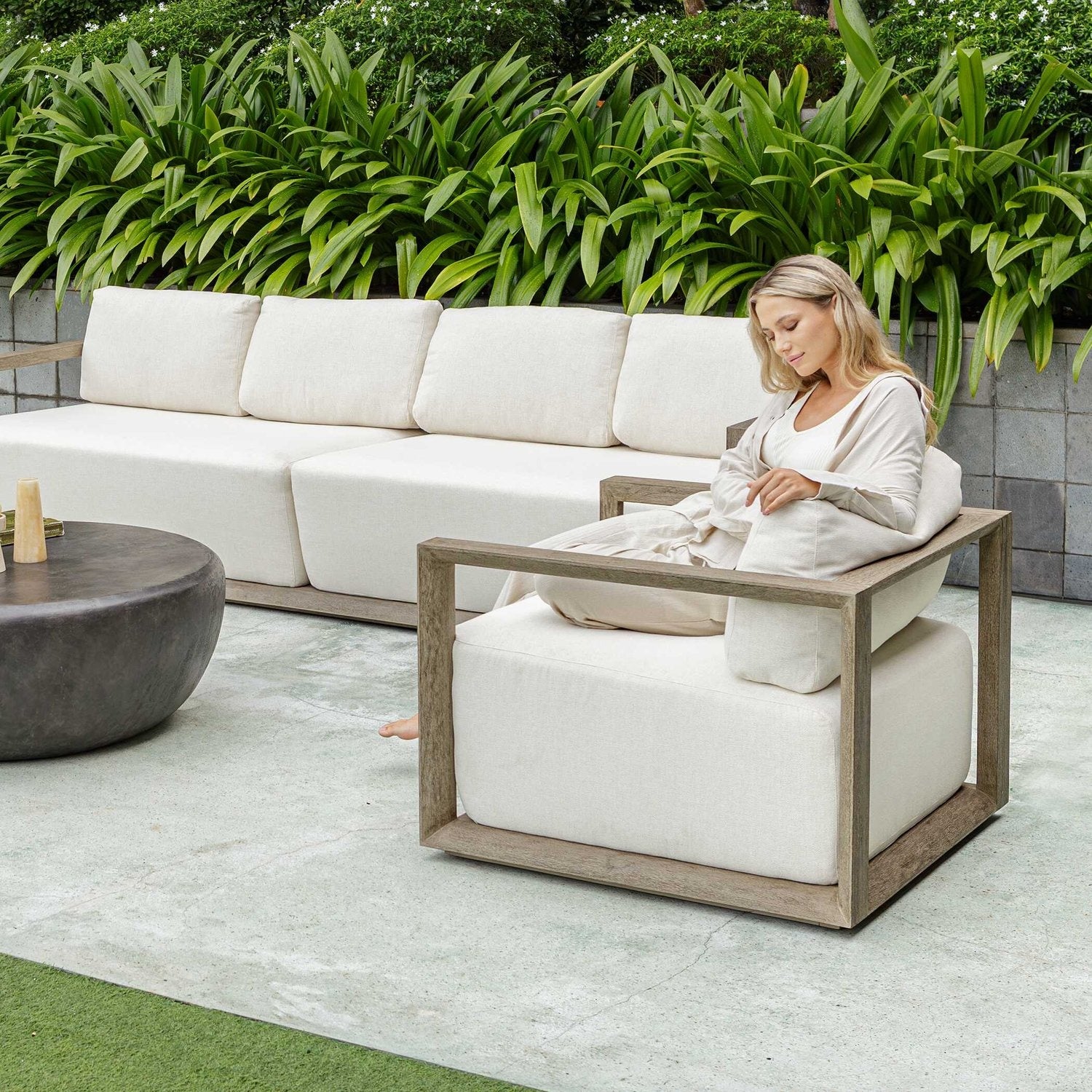 UTTERMOST REMSEN OUTDOOR LOUNGE CHAIR - Benches, Ottoman, Stools