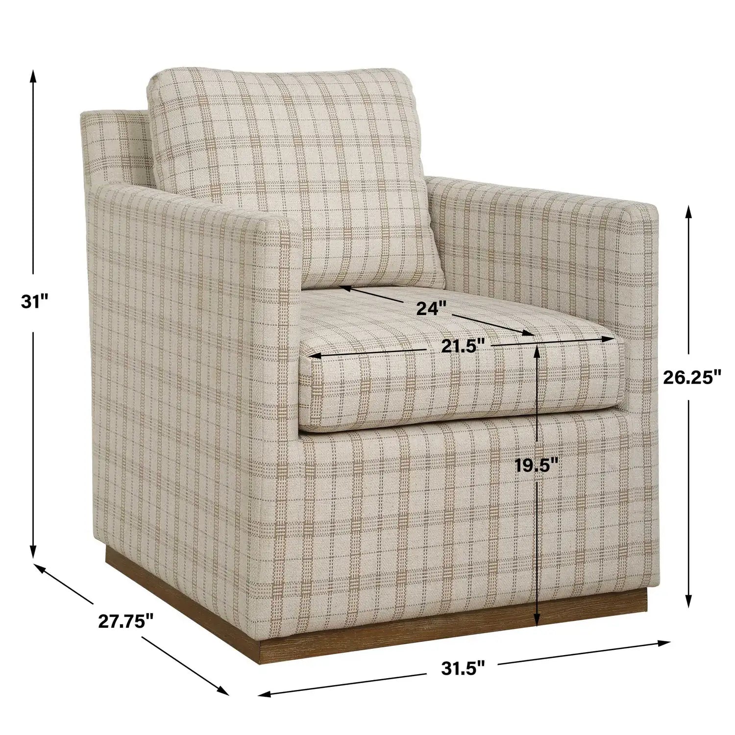 UTTERMOST Basie Casual Swivel Chair - Decorative Accents