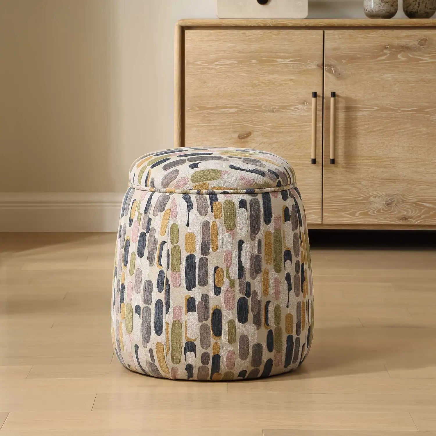 UTTERMOST AREM UPHOLSTERED MULTI-COLOR OTTOMAN - Decorative Accents