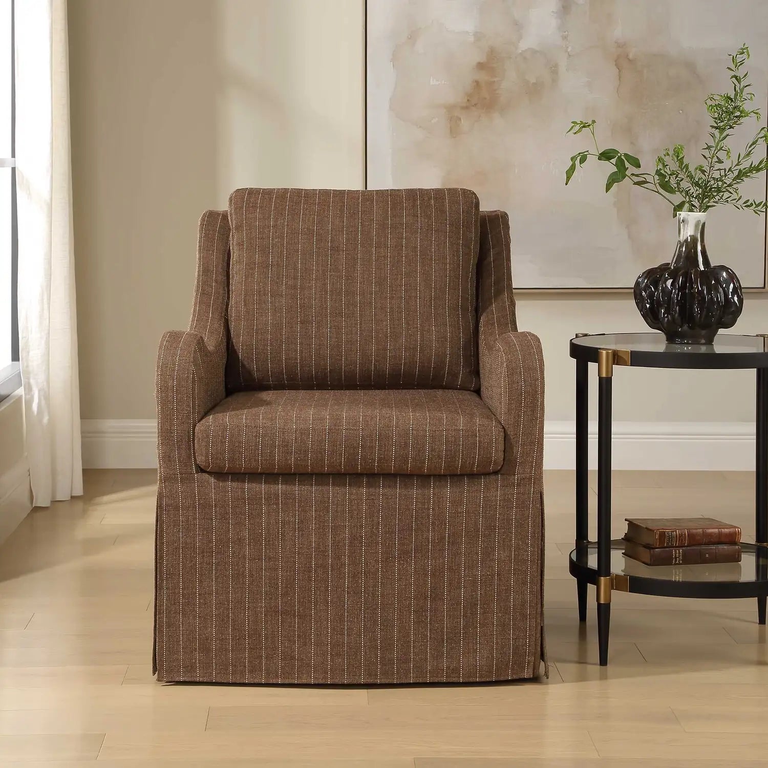 UTTERMOST Luisa Pinstripe Swivel Chair - Decorative Accents