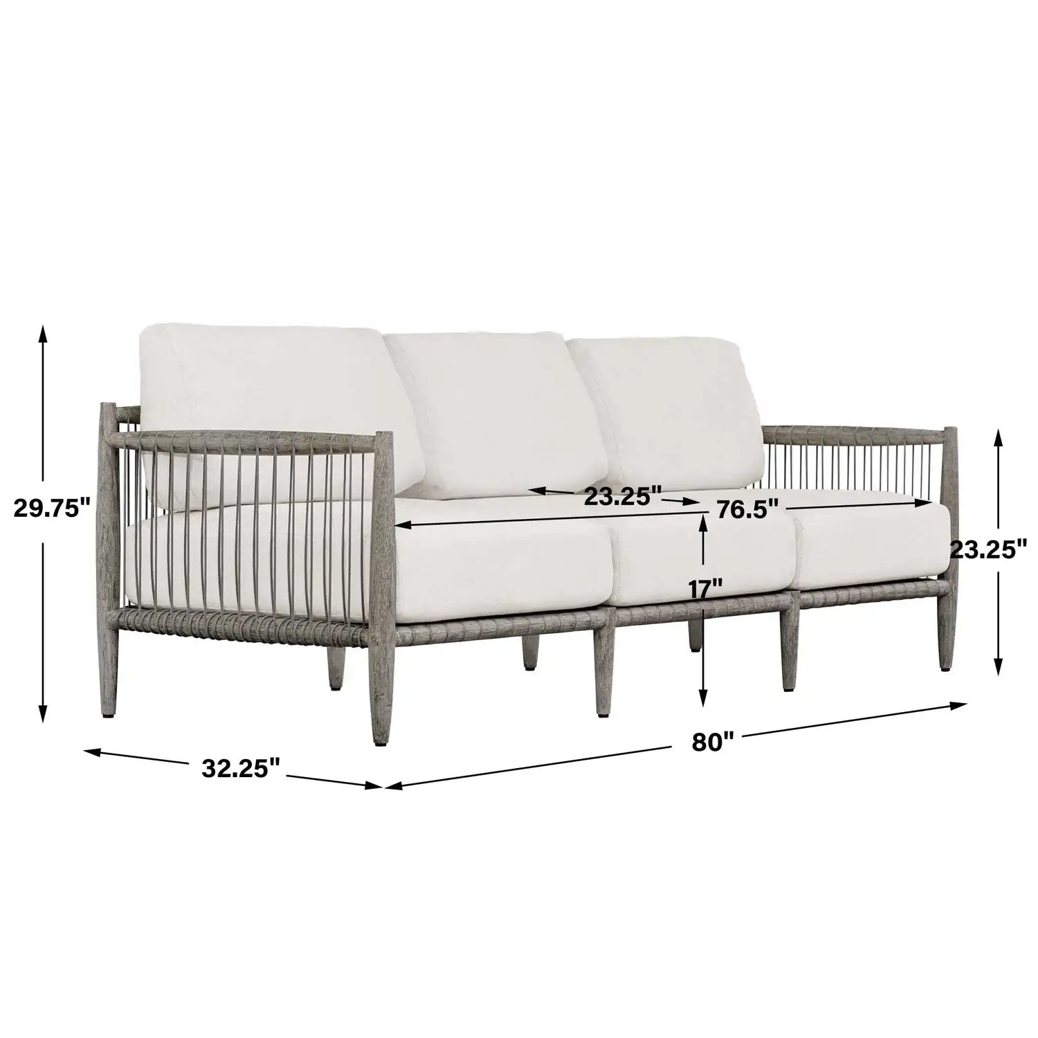 UTTERMOST Borneo Oyster Outdoor Sofa - Decorative Accents