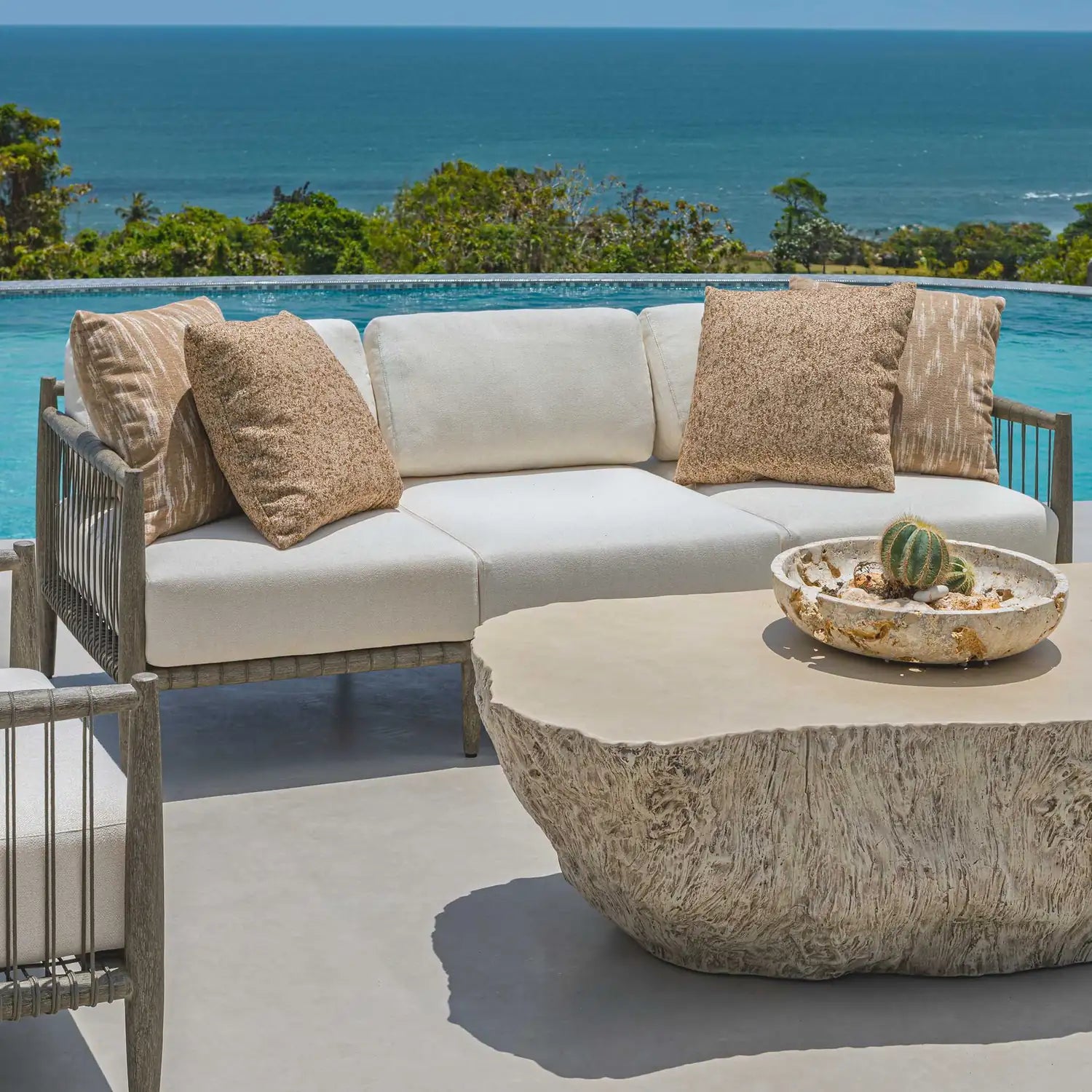 UTTERMOST Borneo Oyster Outdoor Sofa - Decorative Accents