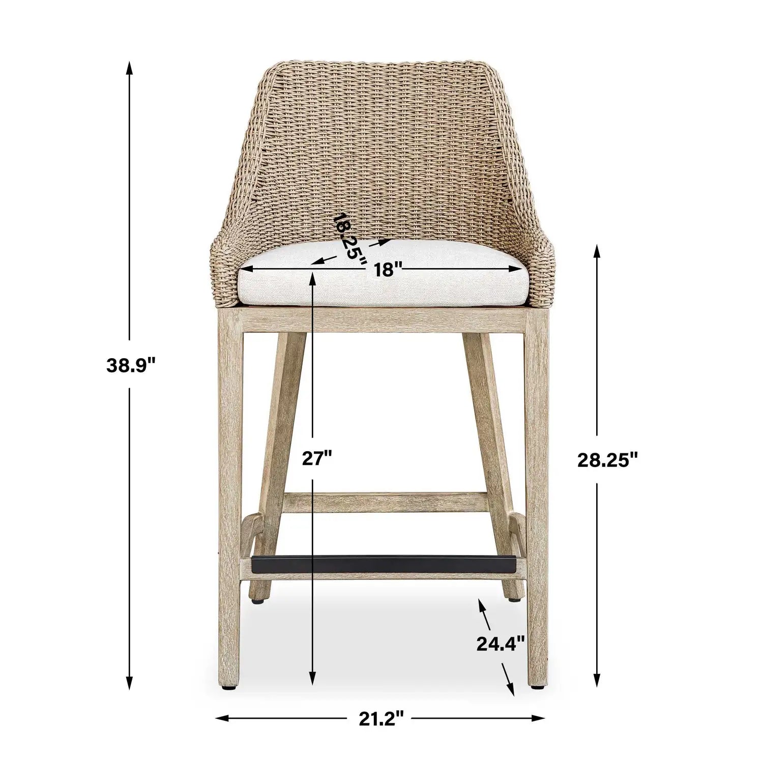 UTTERMOST Paloma Outdoor Wicker Counter Stool - Decorative Accents